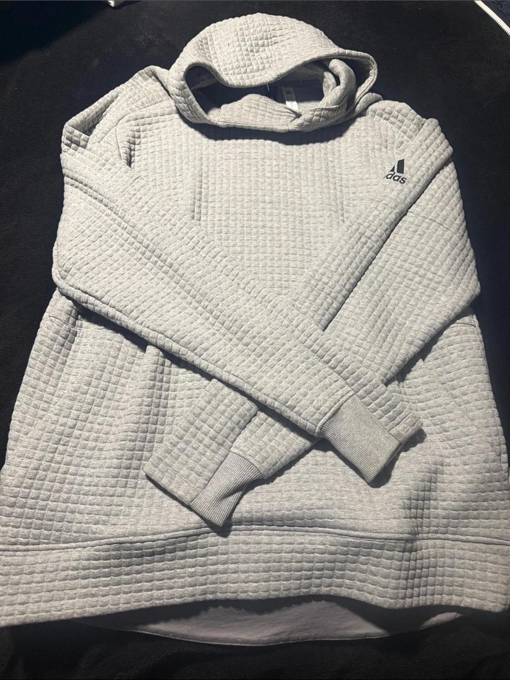 adidas Light Gray Quilted Waffle Hoodie